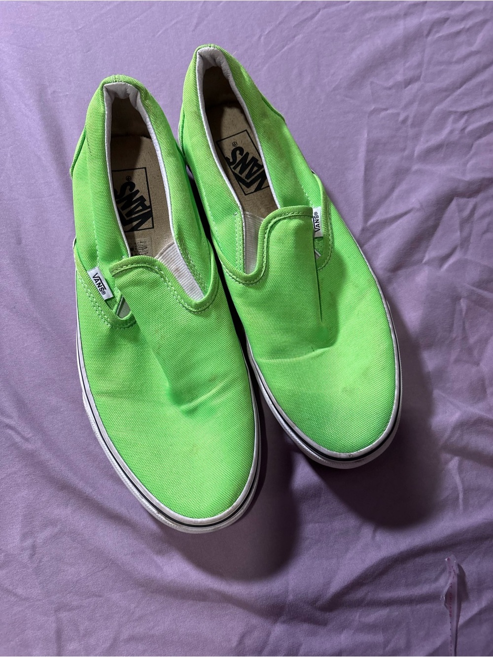 Vans Neon Green Slip-On Canvas Loafers